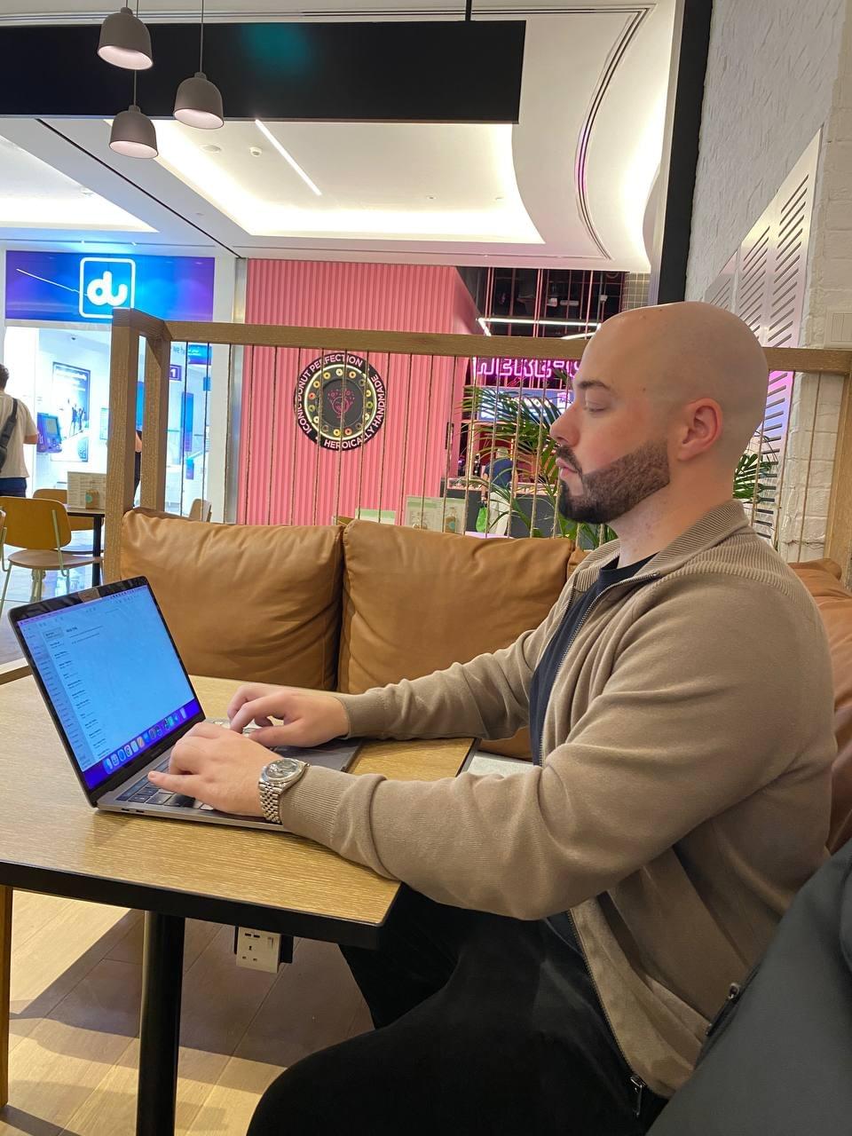 Picture of Professor Dylan Madden working